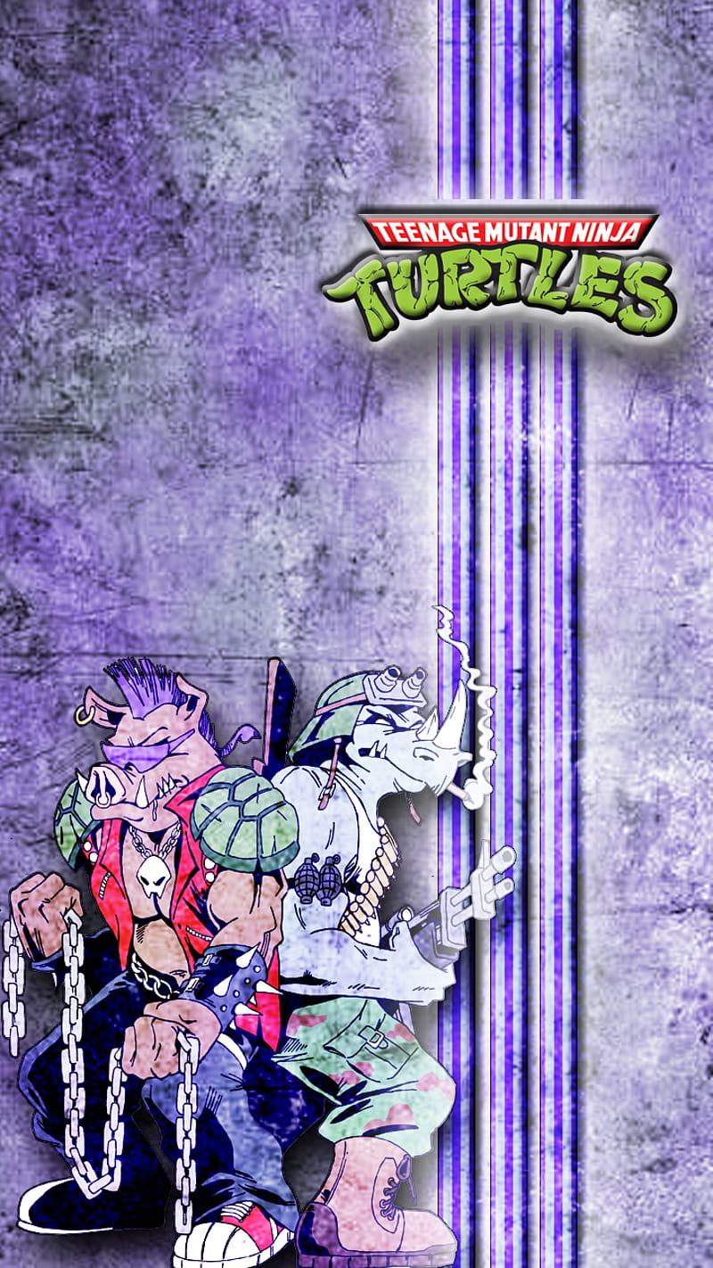 TMNT beebop, bee bop, gun, purple, rocksteady, scroggins, turtles, HD phone wallpaper