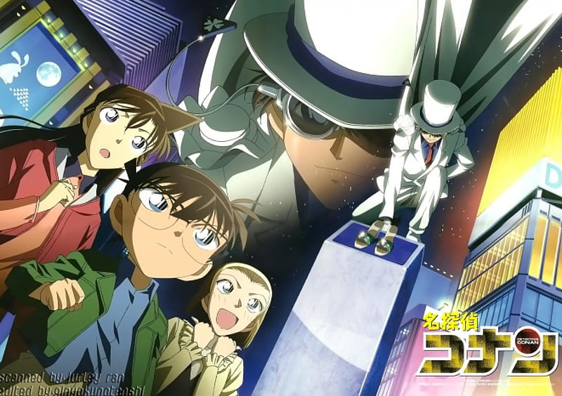 Detective Conan, Phantom Thief, Ran Mouri, Sonoko, Conan Edogawa, Kaito Kid, HD wallpaper