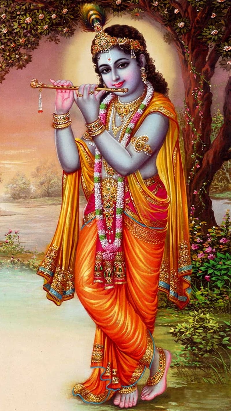 lord krishna with flute hd