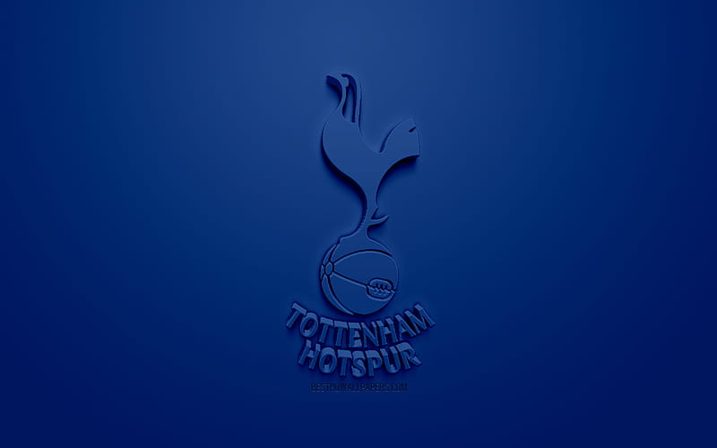 Tottenham Hotspur FC, creative 3D logo, blue background, 3d emblem, English football club, Premier League, London, England, 3d art, football, stylish 3d logo, HD wallpaper