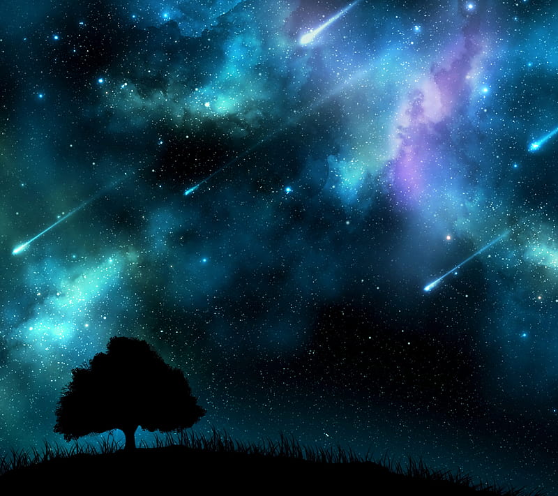 Starfall , night, sky, stars, HD wallpaper