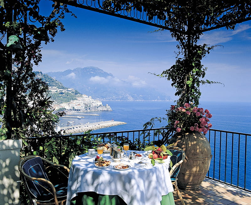 Amalfi Coast , Coast, Veranda, Amalfi, Italy, HD wallpaper