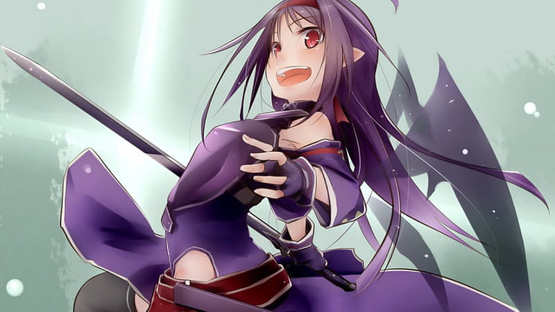 Yuuki Konno, girl with purple hair, SAO, manga, Sword Art Online, Konno Yuki,  HD wallpaper