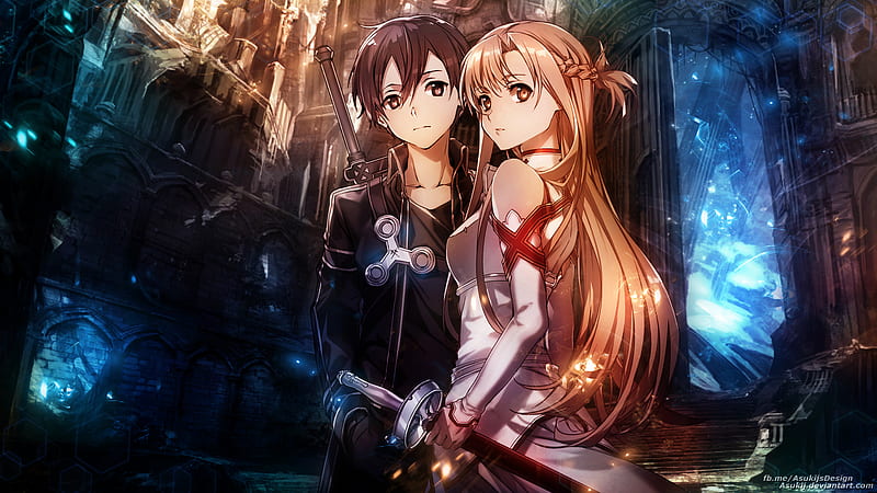 Wallpaper kiss, anime, art, two, Sword art online, Sword Art