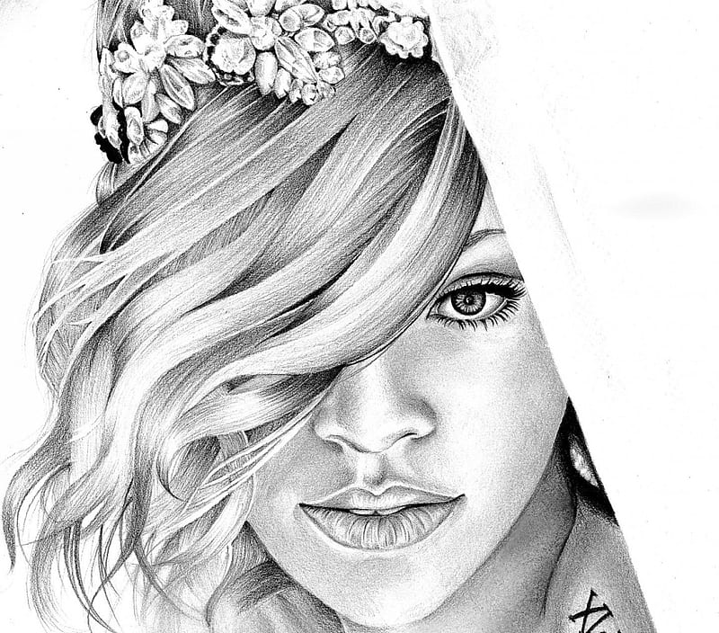 Rihanna, super, hair, cool, girl, pencil, drawing, new, beauty, face, HD  wallpaper | Peakpx