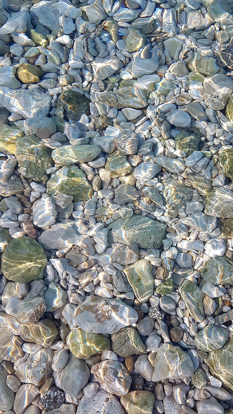 Stones under water, clear water, rocks, sea, stone, HD phone wallpaper
