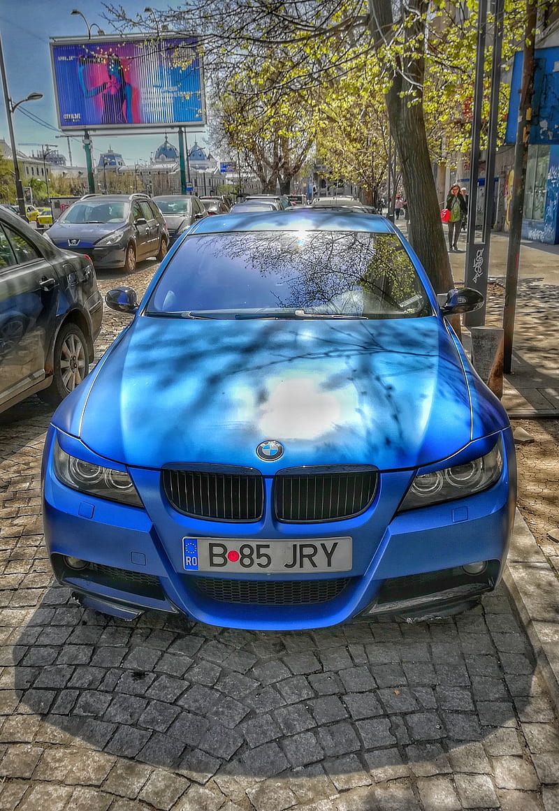 BLUE BMW E90, tuning, HD phone wallpaper