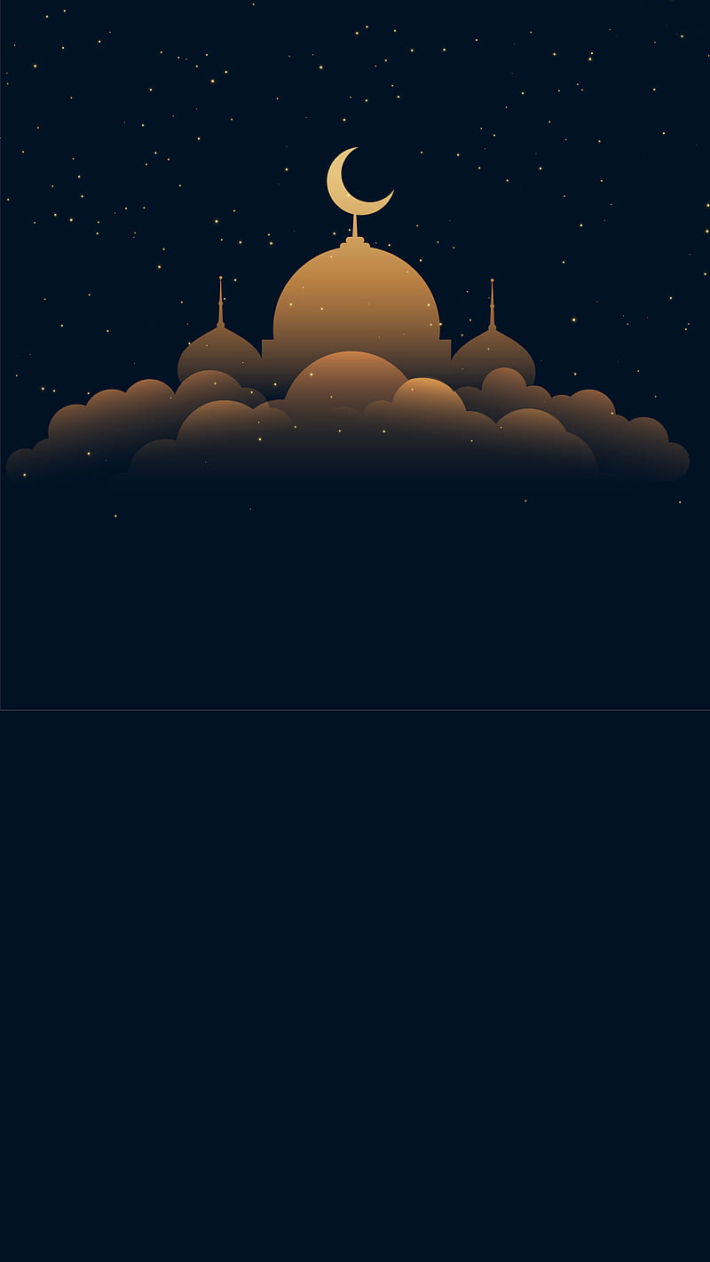 Ramadan Night, Kiss, clouds, india, moon, sky, temple, HD phone wallpaper