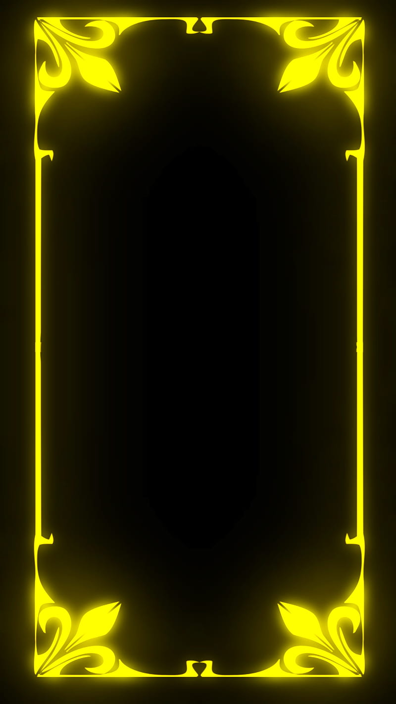Yellow ornate frame, amoled, border, edge, gloss, laser, light, neon, shine, HD phone wallpaper