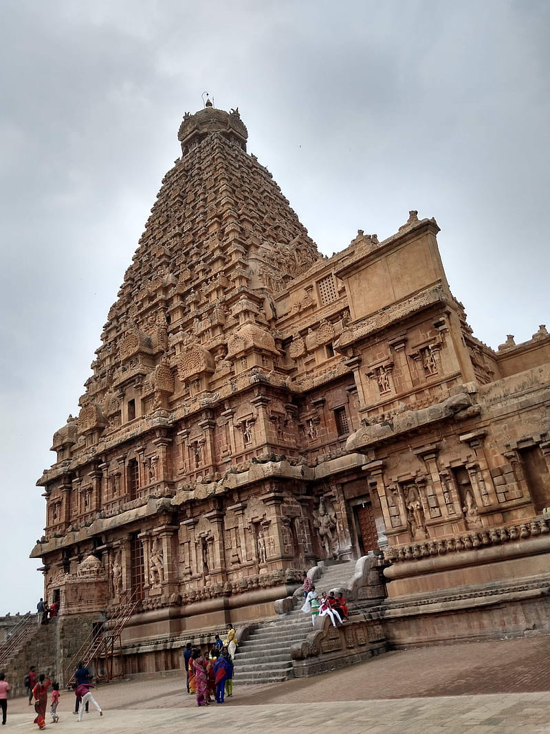 Temple tower, ancient, architecture, brihadeeswarar temple, cholas, construction, king, tamil nadu, tanjur, thanjavur, HD phone wallpaper