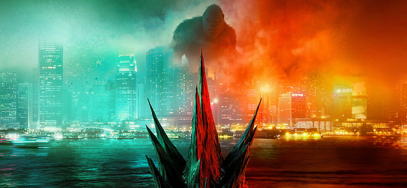Movie, Godzilla vs Kong, City, Godzilla, Godzilla (Monsterverse), King Kong, HD wallpaper