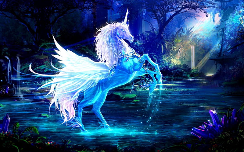 magic unicorn, magic, nice, fun, light, HD wallpaper