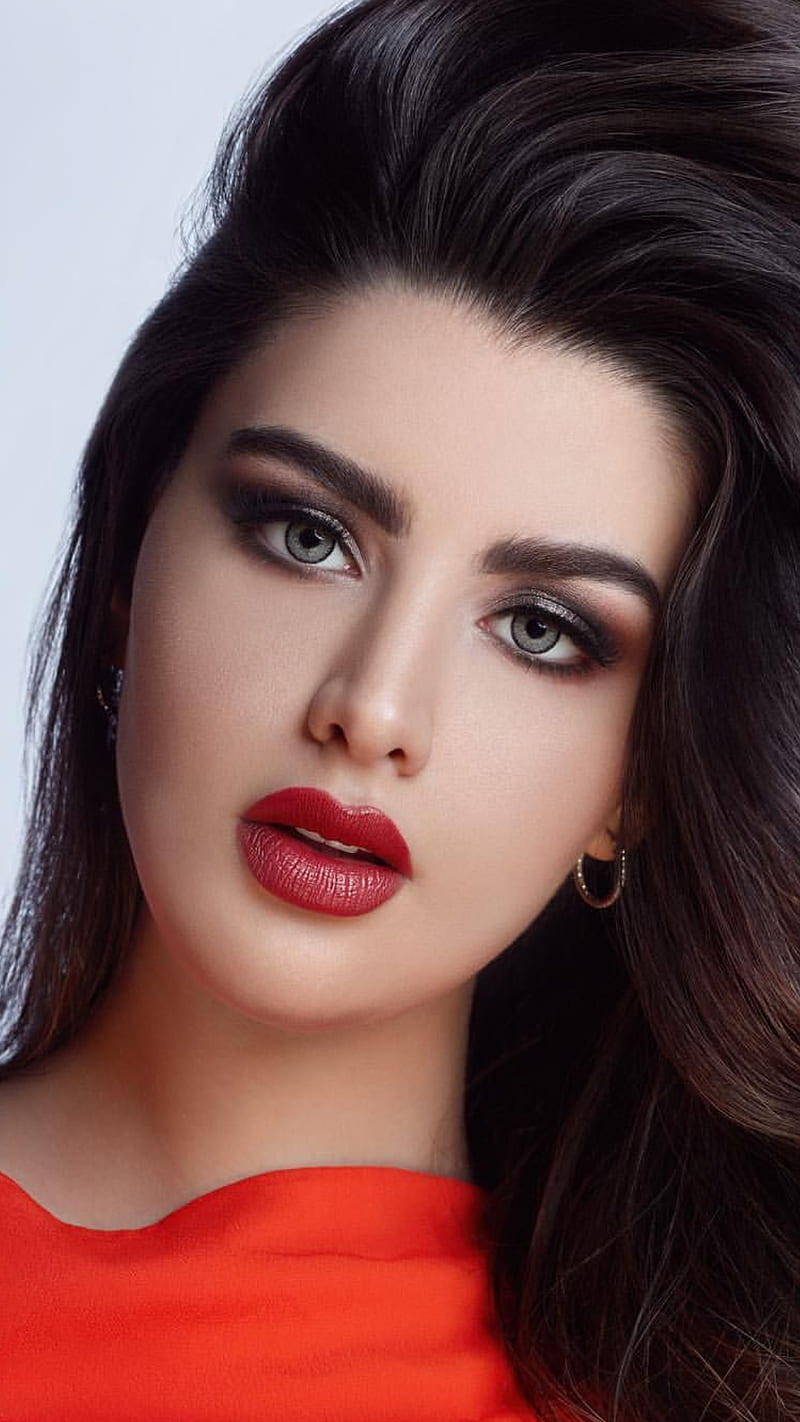 Rawan, arab, beauty, blue eyes, brown hair, kuwait, red lips, HD phone  wallpaper | Peakpx