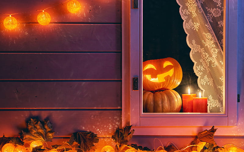 Halloween, night, pumpkin, house, Happy Halloween, HD wallpaper