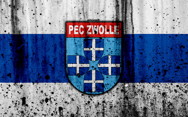 FC Zwolle Eredivisie, grunge, logo, soccer, football club, Netherlands, Zwolle, art, stone texture, Zwolle FC, HD wallpaper
