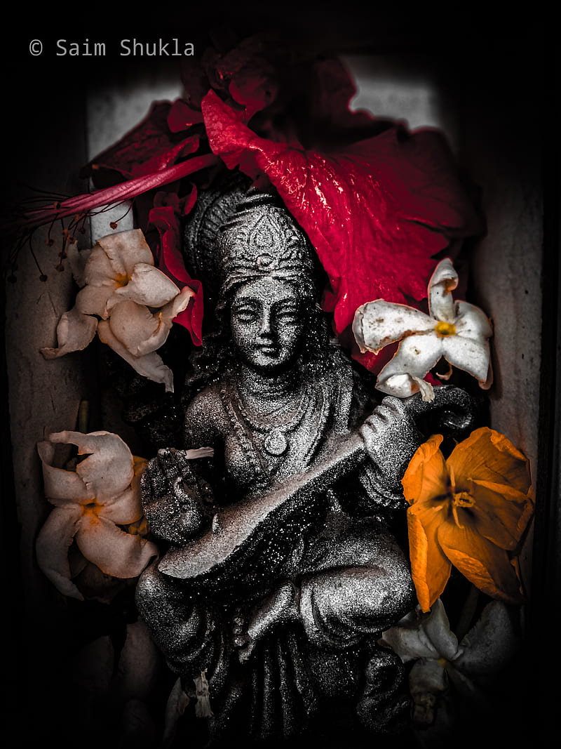 Goddes saraswati, colours, devi, goddes of education, indian culture,  graphy, HD phone wallpaper | Peakpx