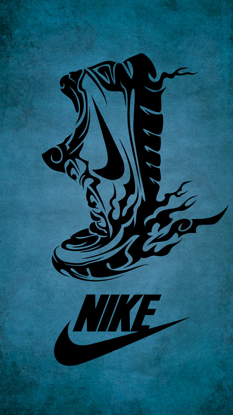 Tribal Nike, black, blue, shoes, sneaker, sport, tattoo, HD phone wallpaper