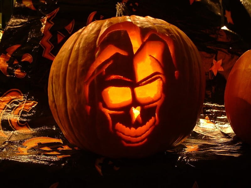 Happy Halloween, face, pumpkin, jack o lantern, light, HD wallpaper