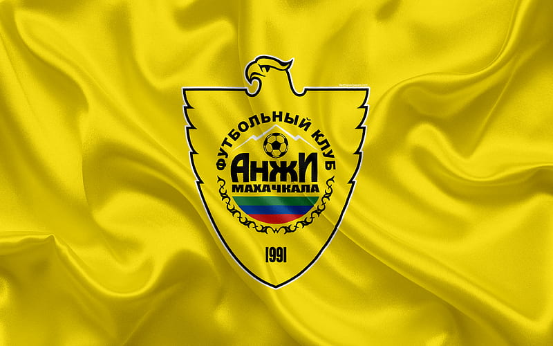 FC Anzhi Makhachkala Russian football club, logo, emblem, Russian football championship, Premier League, Makhachkala, Russia, silk flag, HD wallpaper