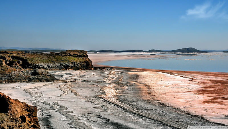 salt lake, rocks, salt, lake, mineral deposit, HD wallpaper