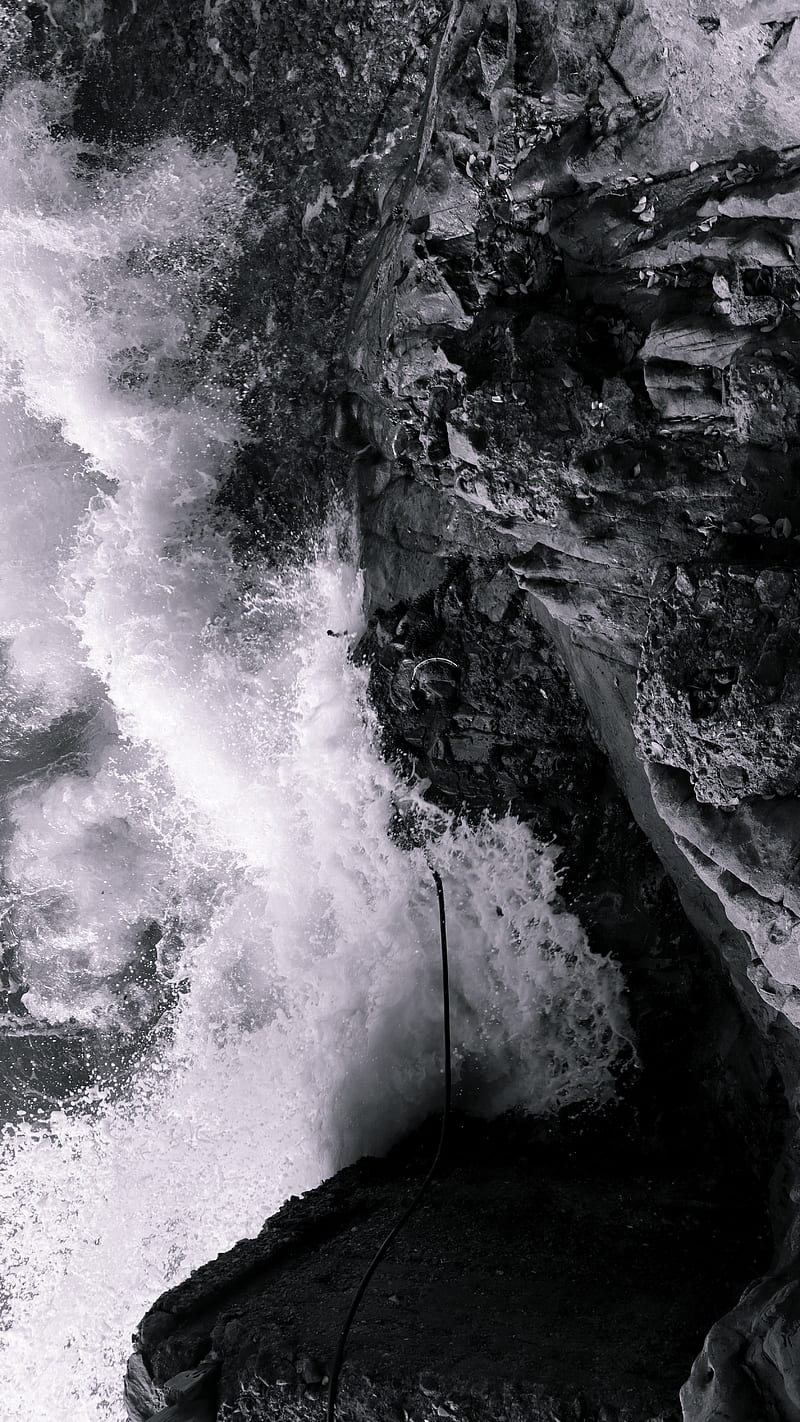 gray scale of water falls, HD phone wallpaper