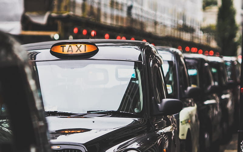 London Taxi, LTI TX4, black old cars, retro taxi, London, UK, HD wallpaper