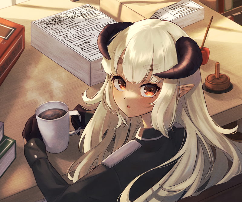 Anime Girl With Horns And Fire Surrounds Background Demon Anime Picture  Background Image And Wallpaper for Free Download
