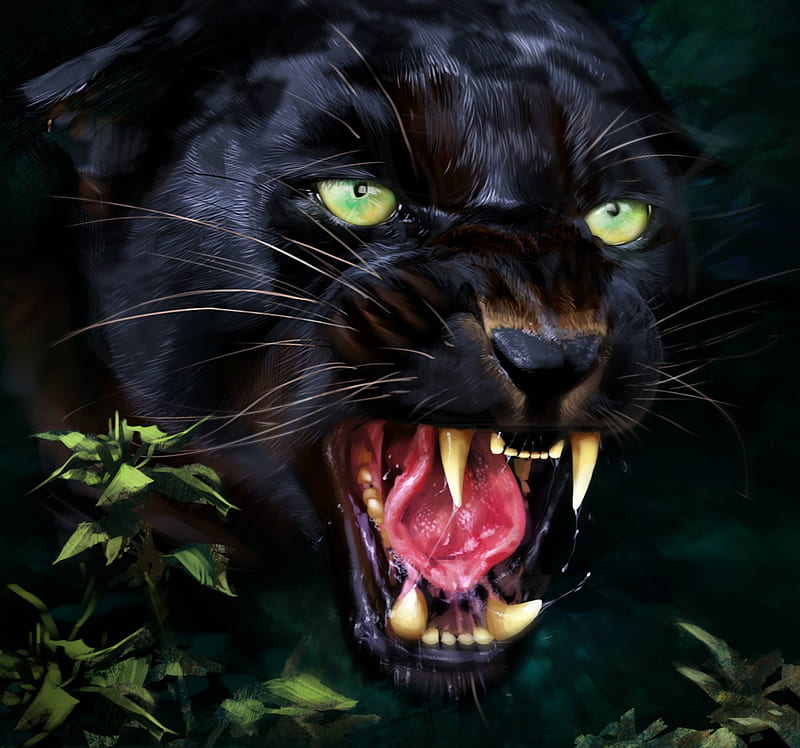 Black panther, animal, fantasy, vera velichko, luminos, face, pink, eyes,  HD wallpaper | Peakpx