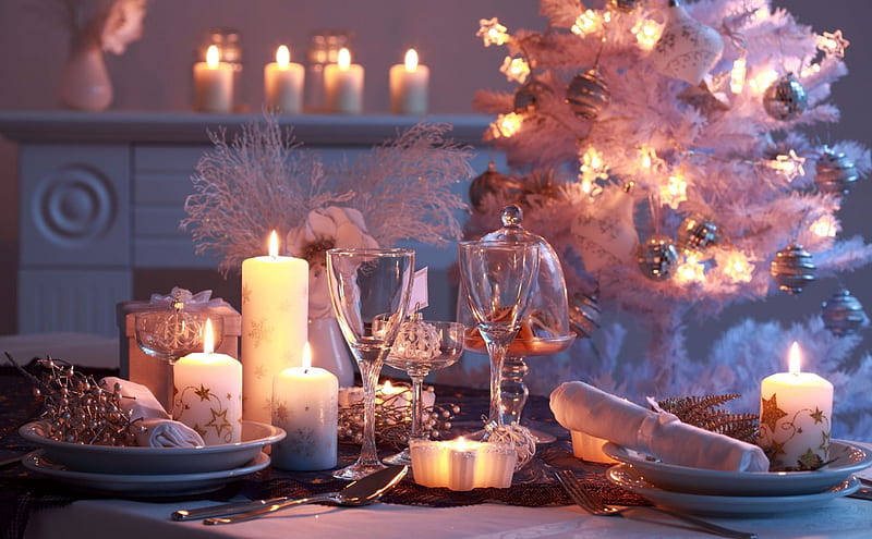 Beautiful Holiday Table Setting, new year, holidays, table settings, christmas, HD wallpaper
