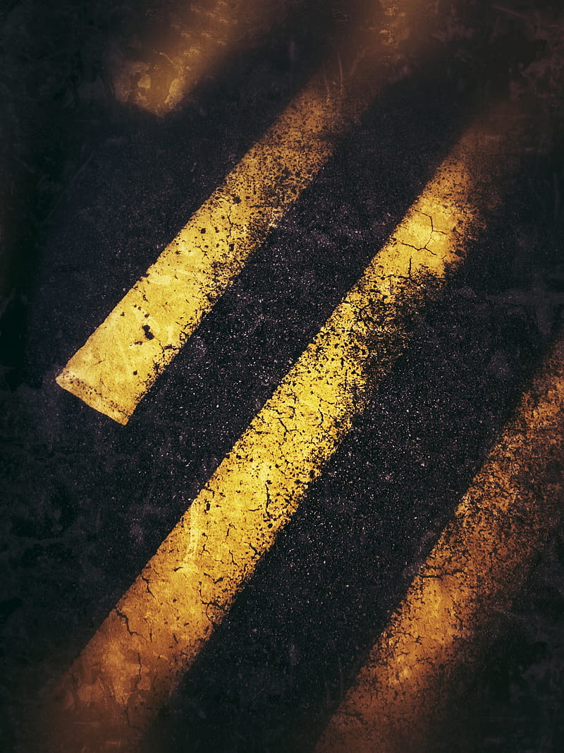 Patterns, black, blurred, paterns, road, roads, roadsigns, yellow, HD phone wallpaper