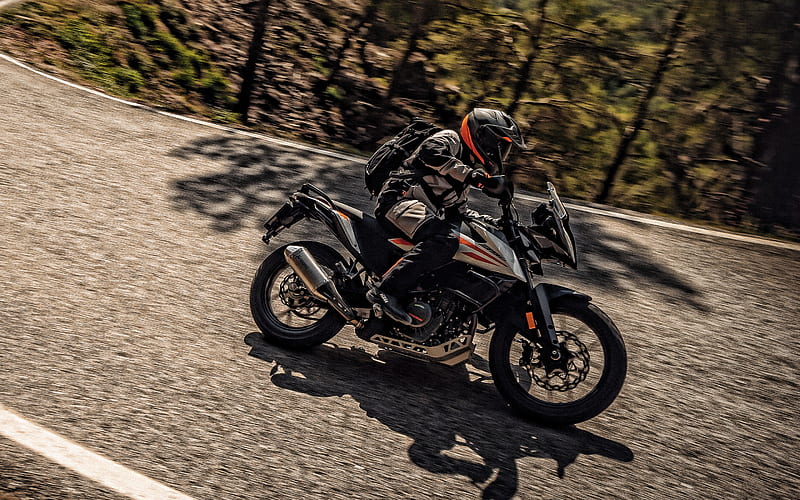 2020, KTM 390 Adventure, side view, exterior, new gray 390 Adventure, motorcycle on the road, motorcycle riding concepts, KTM, HD wallpaper