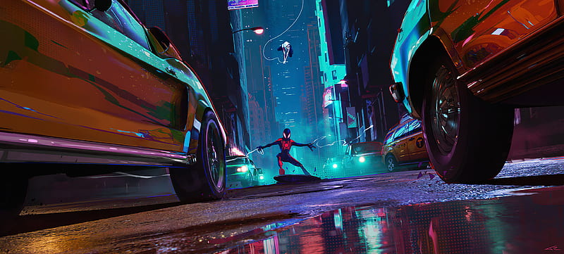 Spiderman Taxi, spiderman, superheroes, artwork, digital-art, art, HD wallpaper