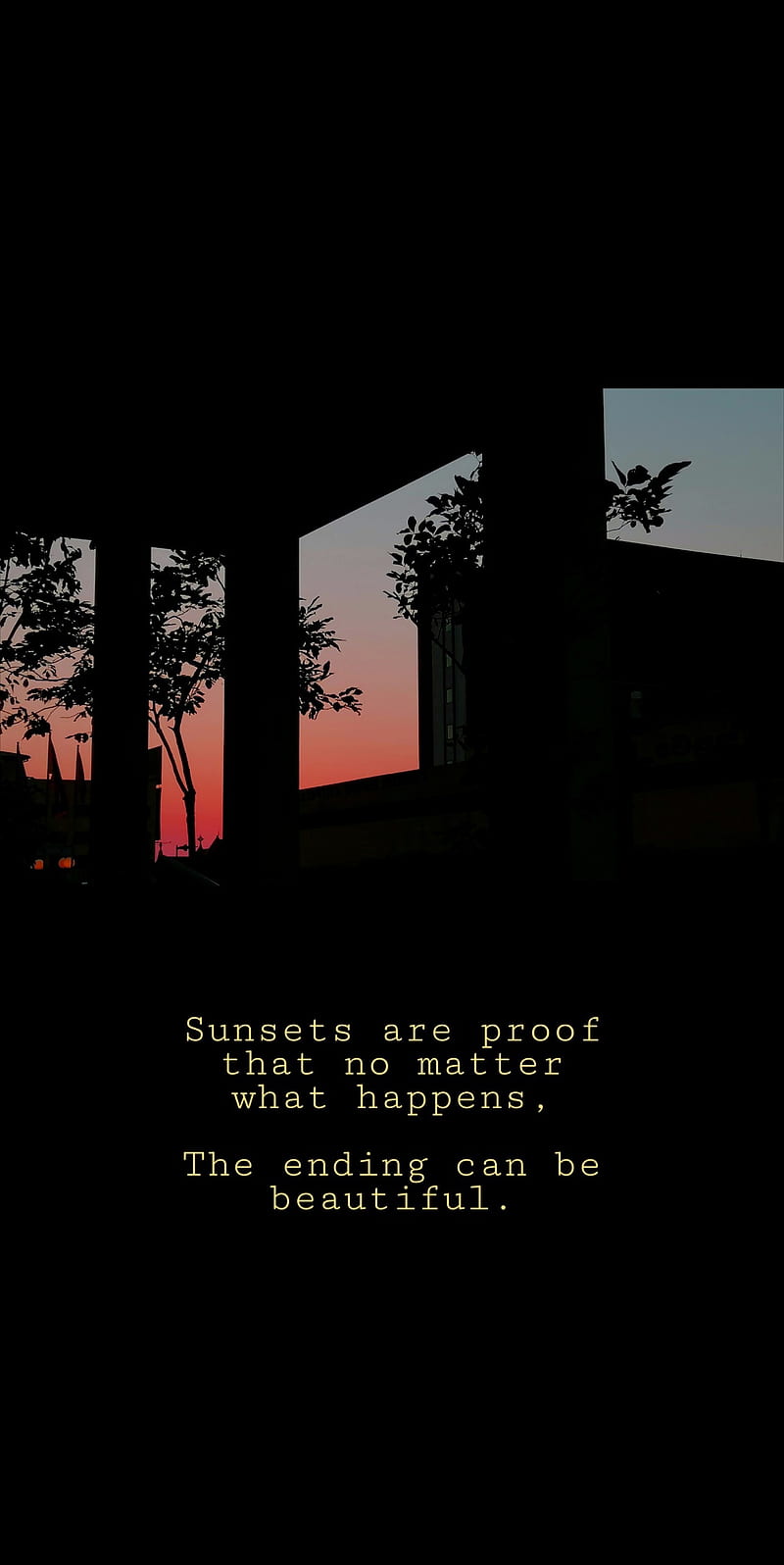 sunset hope, aesthetic, amoled, black, deep, lofi, quote, sky, vaporwave, HD phone wallpaper