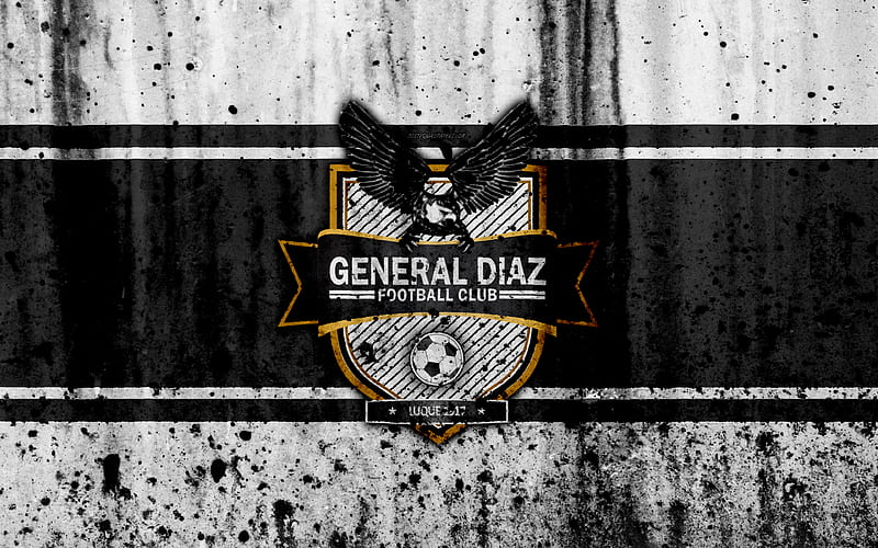 FC General Diaz, grunge, Paraguayan Primera Division, soccer, football club, Paraguay, General Diaz, art, logo, stone texture, General Diaz FC, HD wallpaper