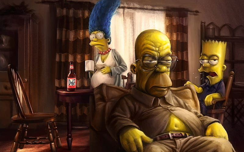 The Simpsons, art, Homer, Marge, Bart, Homer Simpson, Bart Simpson, HD wallpaper