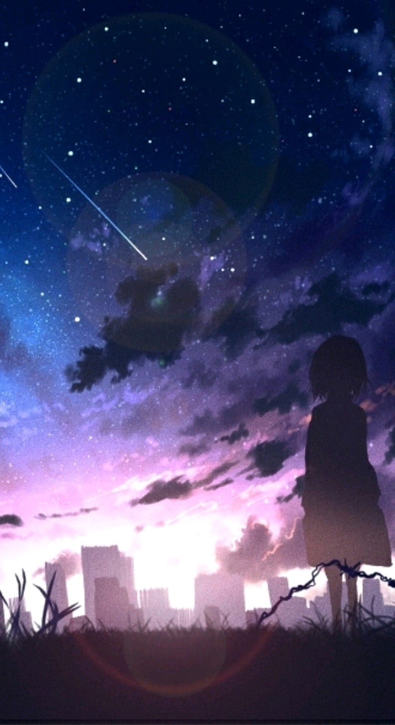 Anime Girl Sky Panorama Stars Hd Phone Wallpaper Peakpx
