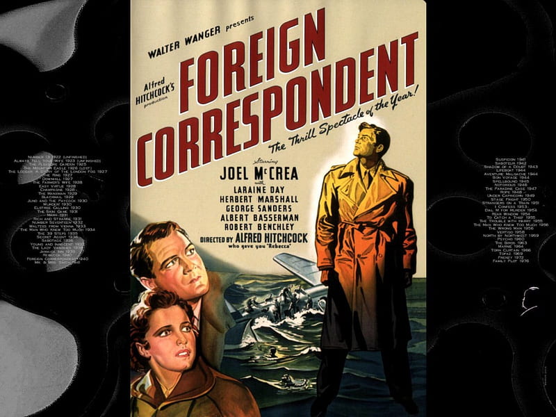 Foreign Corresponden01, alfred hitchcock, Foreign Corresponden, movies posters, classic movies, HD wallpaper