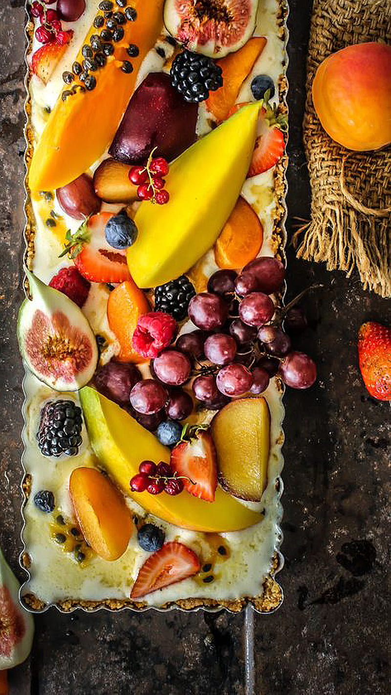 Fruit cake, food, fruits, orange, yellow, HD phone wallpaper