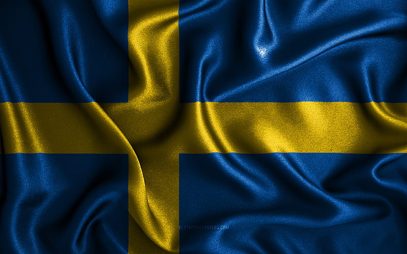 Swedish flag silk wavy flags, European countries, national symbols, Flag of Sweden, fabric flags, Sweden flag, 3D art, Sweden, Europe, Sweden 3D flag, HD wallpaper