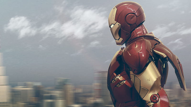 Iron Man Seeing City, iron-man, superheroes, artwork, digital-art, behance, HD wallpaper