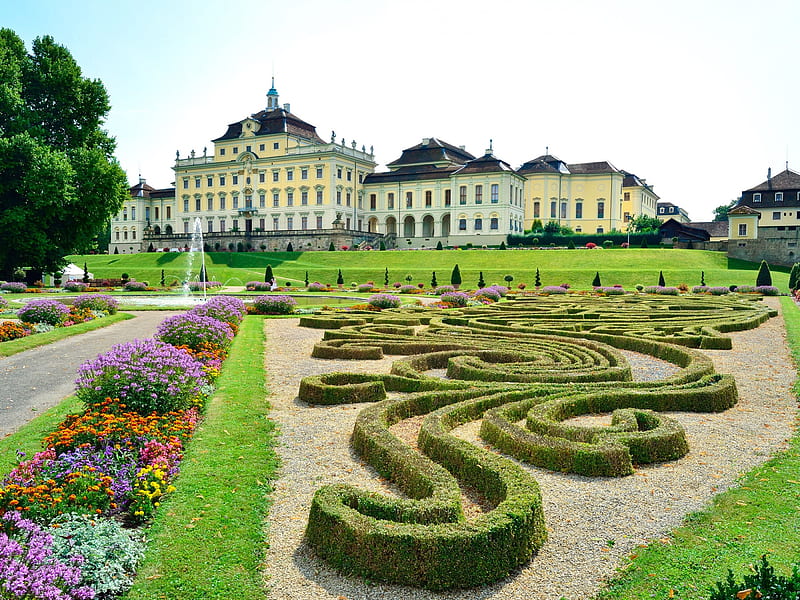 Castle Ludwigsburg near Stuttgart, Germany, german, germany, garden, ludwigsburg, castle, HD wallpaper
