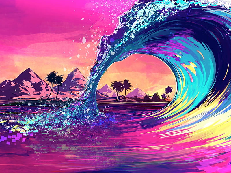 Retro Wave Ocean Resolution , Artist , , and Background, 1600X1200 Retro, HD wallpaper