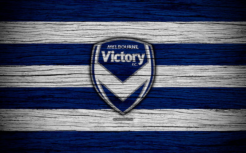 Melbourne Victory FC soccer, A-League, football club, Australia, Melbourne Victory, logo, wooden texture, FC Melbourne Victory, HD wallpaper