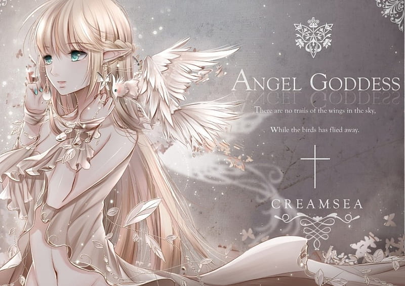 Angel Goddess, pretty, dress, bonito, woman, sweet, anime, gris ...