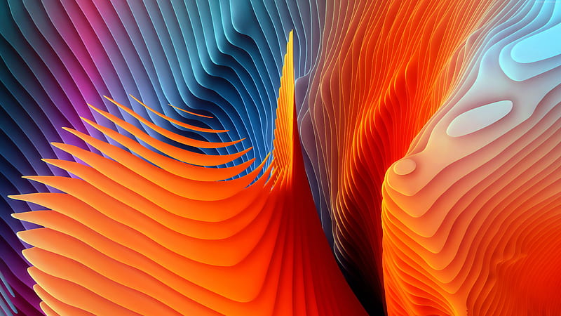 Blue Orange Pink Feather Apple Technology MacBook, HD wallpaper