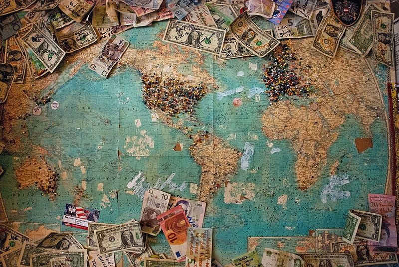 U.S. dollar banknote with map, HD wallpaper