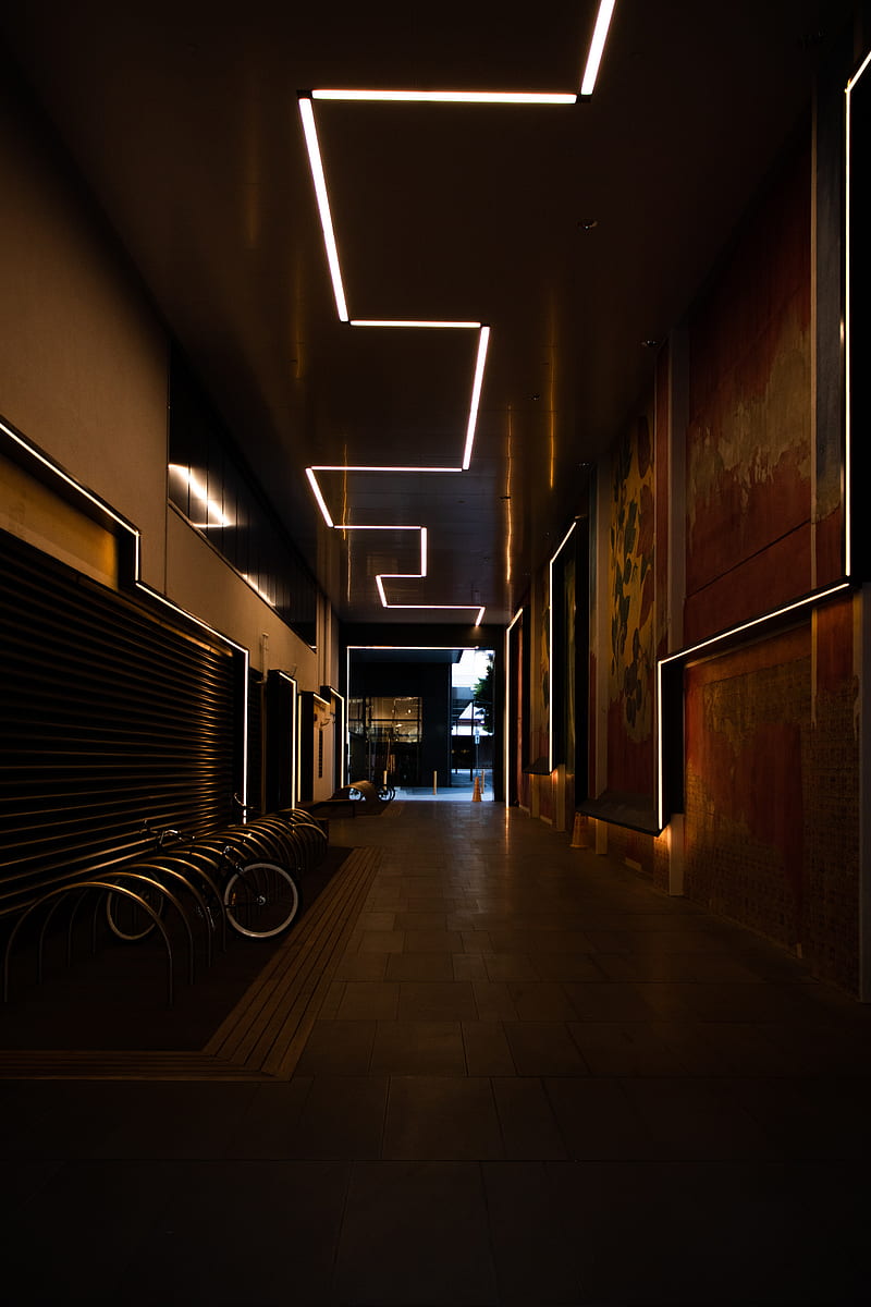 corridor, passage, building, lighting, backlight, HD phone wallpaper