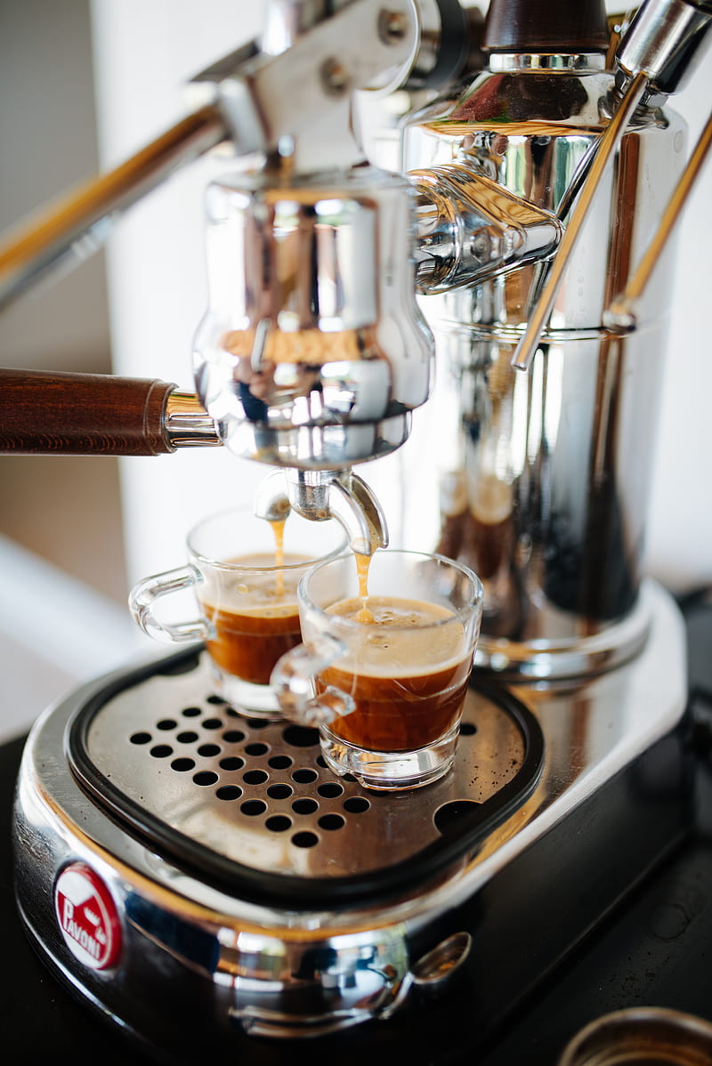coffee machine, espresso, coffee, drink, cups, HD phone wallpaper