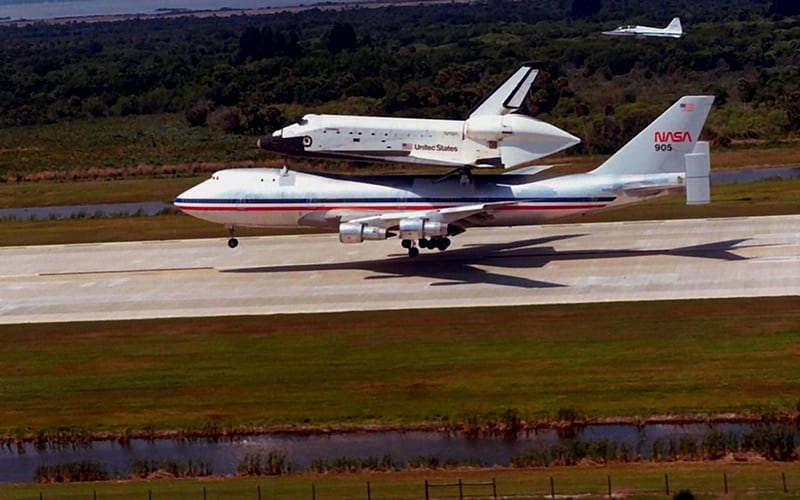 Piggyback Shuttle 2 aircraft, graphy, space, wide screen, NASA, shuttle, HD wallpaper