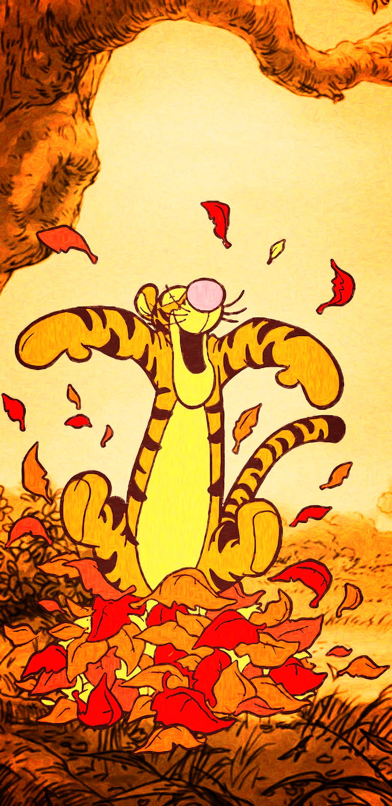 Tigger Fall Leaves, pooh, hundred acre wood, disney, autumn, thanksgiving,  wraitude, HD phone wallpaper | Peakpx